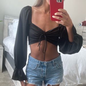 Princess Polly Jolie Long Sleeve Black Top